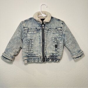 Little Bipsy Denim Jacket Sherpa Lined Light Blue 12-18 Months Soft Cozy